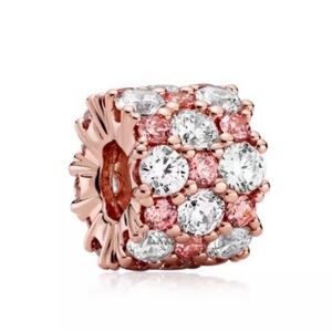 Crystal Pink & Clear CZ spacer Charm
